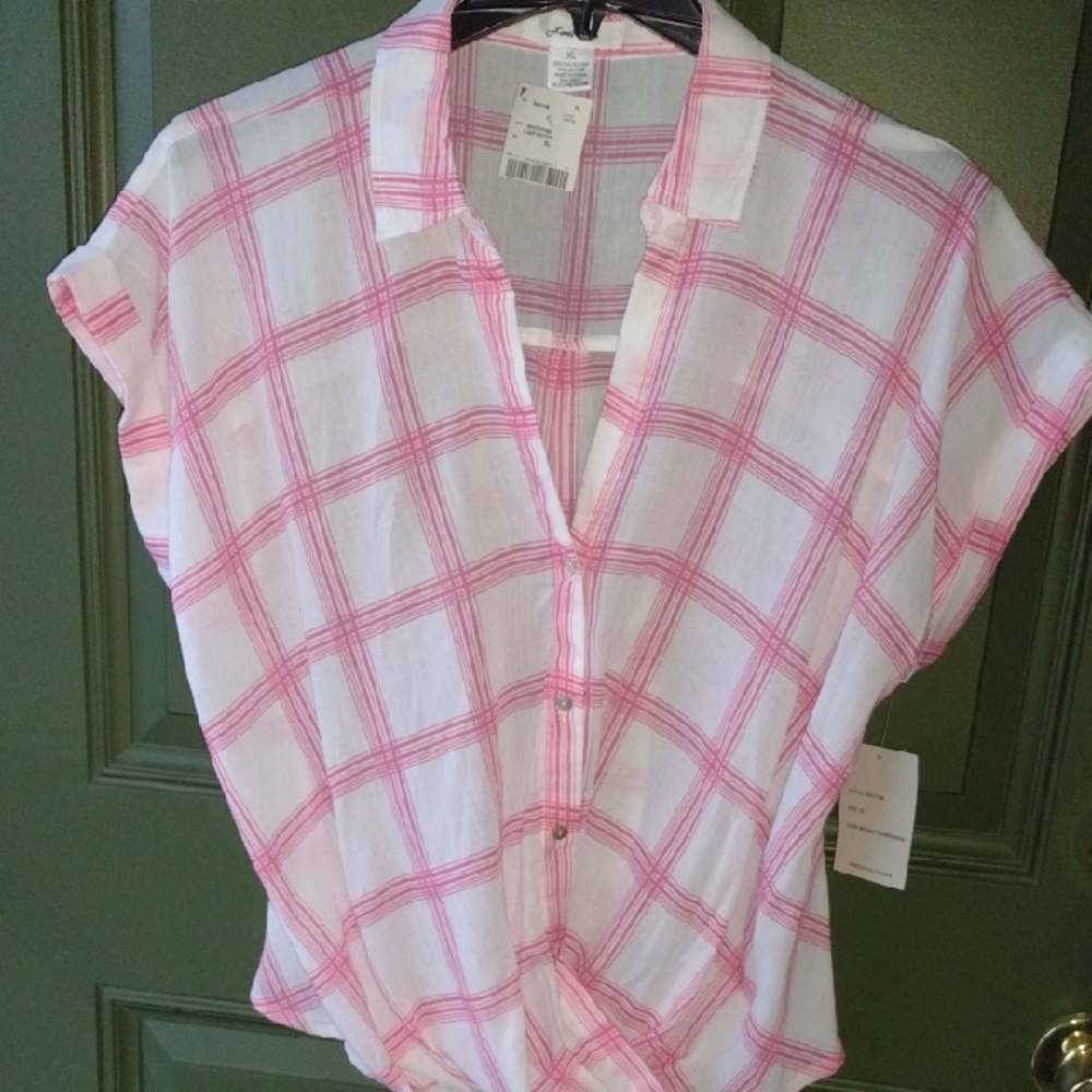 Pink Plaid Women's Blouse